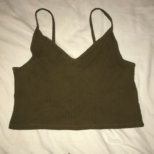 Olive green cropped tank top